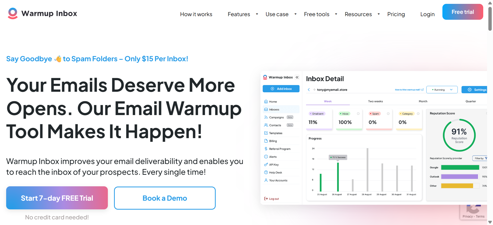 WarmupInbox screenshot